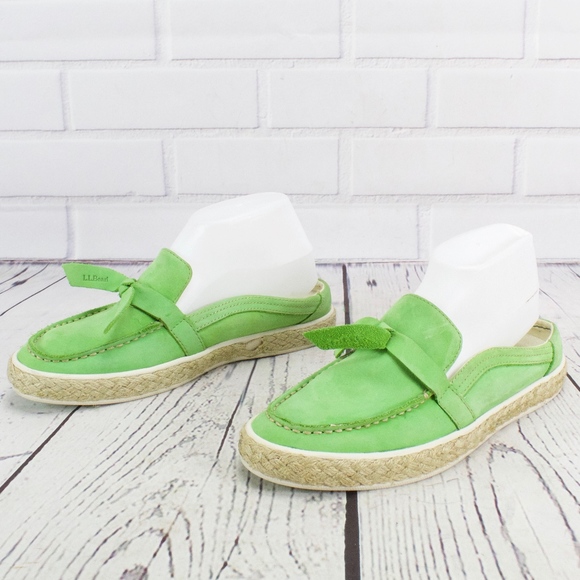 L.L. Bean Shoes - LL Bean Green Suede Slip On Loafers Mules Shoes 8